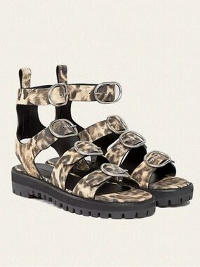 All Saints Raquel Leather Buckled Sandals